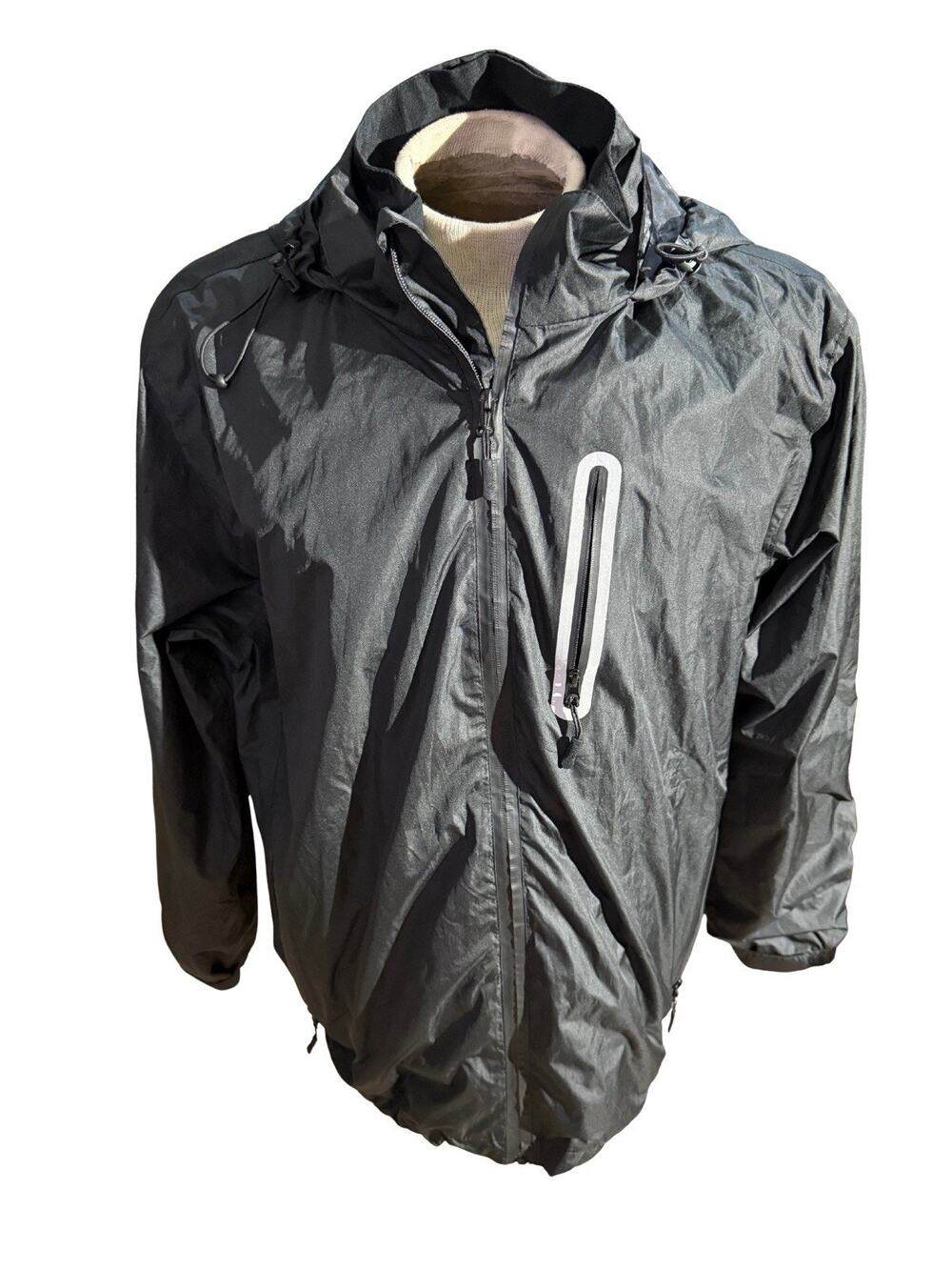 SwissWell Men’s Large Black Waterproof Windbreaker Hooded Rain Jacket
